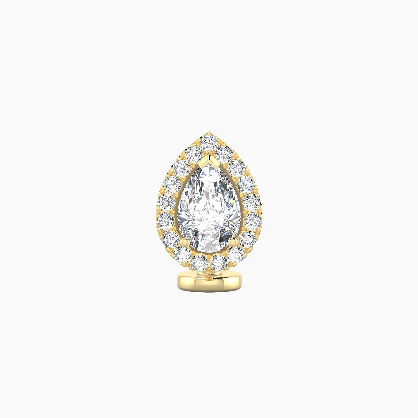 Eirene | 18k Yellow Gold 9.5 mm 6 mm Halo Pear Diamond Floating Navel Piercing