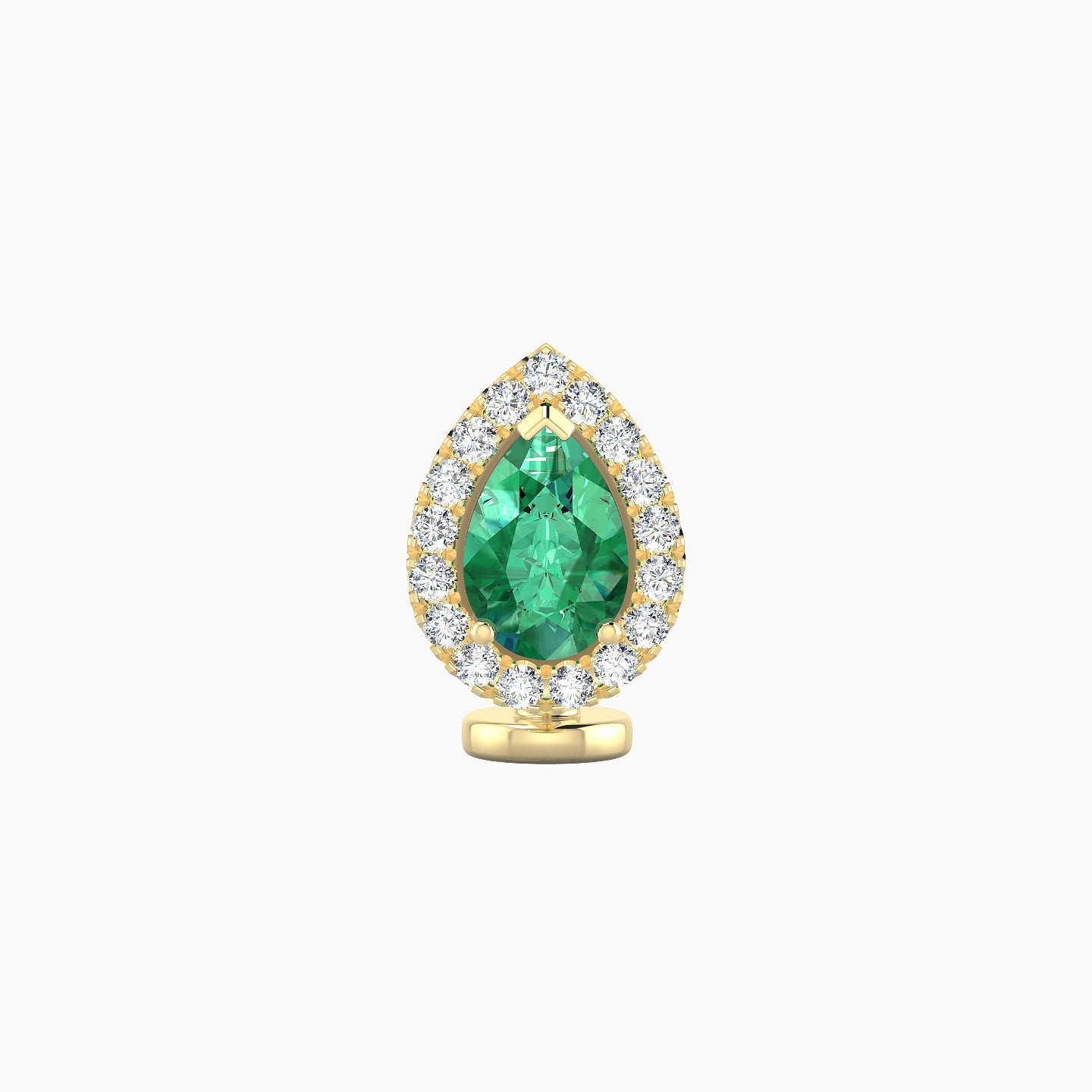 Eirene | 18k Yellow Gold 6 mm 9.5 mm Halo Pear Emerald & Diamond Floating Navel Piercing