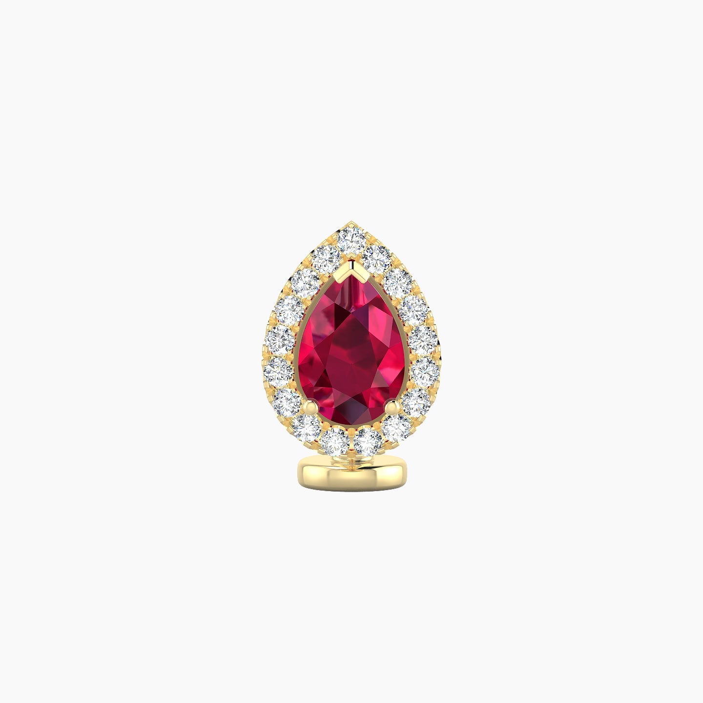 Eirene | 18k Yellow Gold 6 mm 9.5 mm Halo Pear Ruby & Diamond Floating Navel Piercing