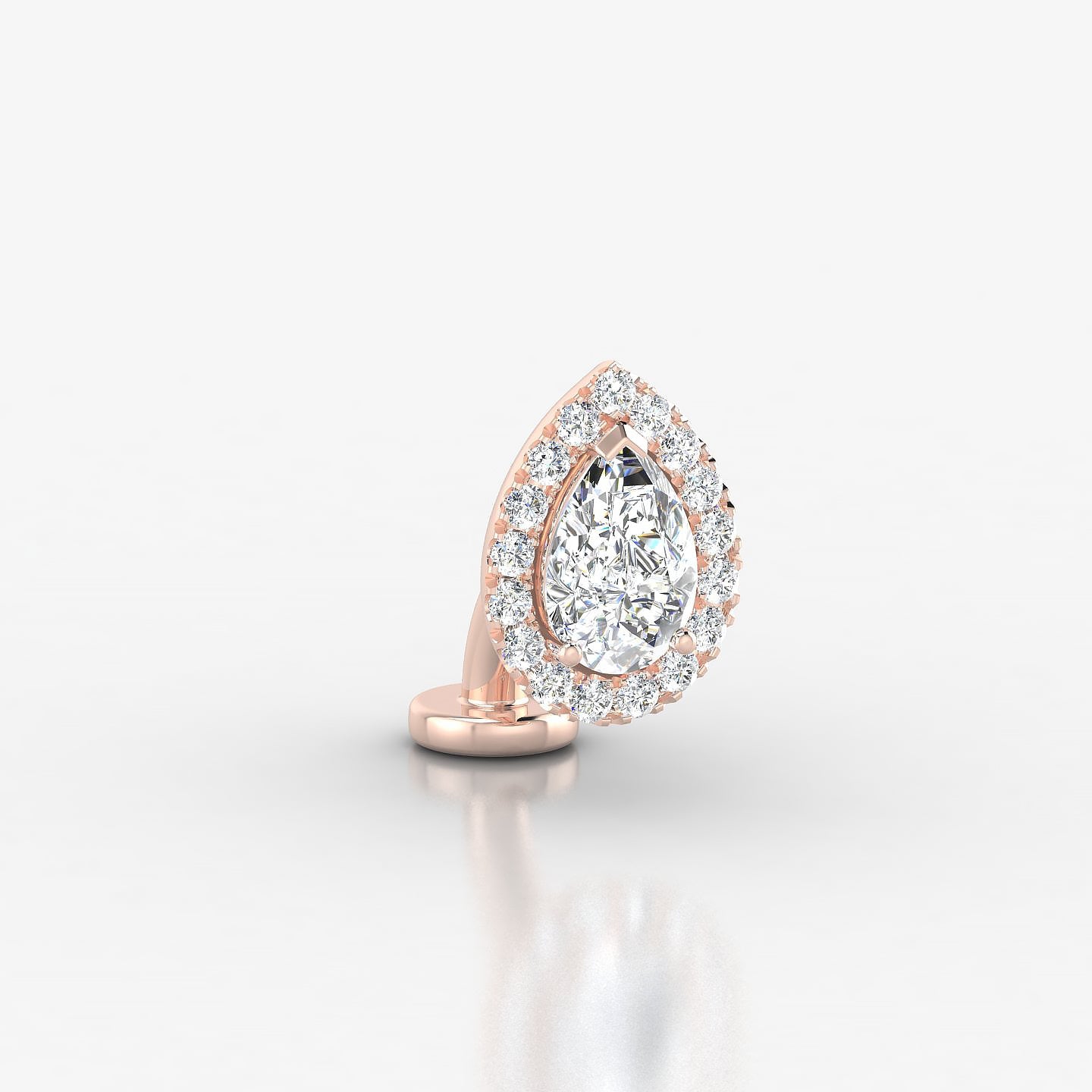 Eirene | 18k Rose Gold 9.5 mm 6 mm Halo Pear Diamond Floating Navel Piercing