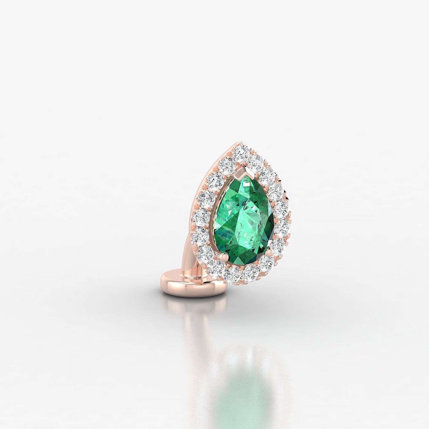 Eirene | 18k Rose Gold 6 mm 9.5 mm Halo Pear Emerald & Diamond Floating Navel Piercing