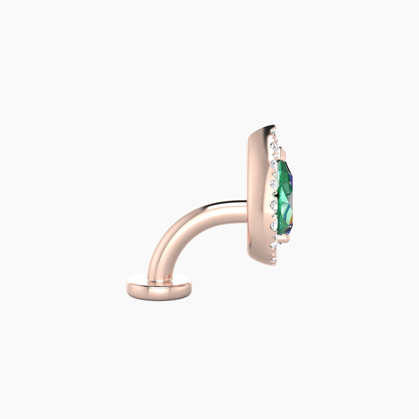 Eirene | 18k Rose Gold 6 mm 9.5 mm Halo Pear Emerald & Diamond Floating Navel Piercing