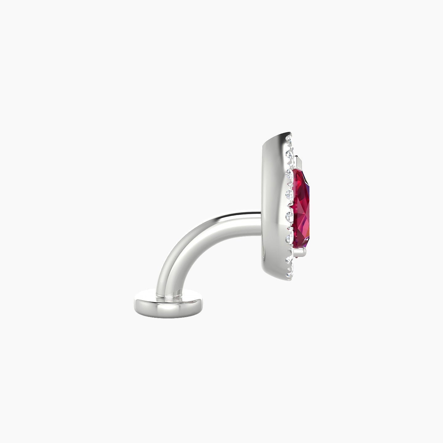 Eirene | 18k White Gold 6 mm 9.5 mm Halo Pear Ruby & Diamond Floating Navel Piercing