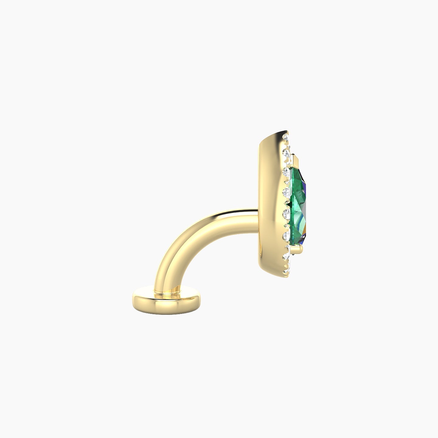 Eirene | 18k Yellow Gold 6 mm 9.5 mm Halo Pear Emerald & Diamond Floating Navel Piercing