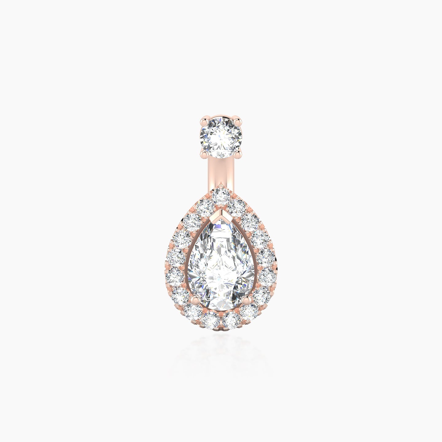 Eirene | 18k Rose Gold 6 mm 9.5 mm Halo Pear Diamond Navel Piercing