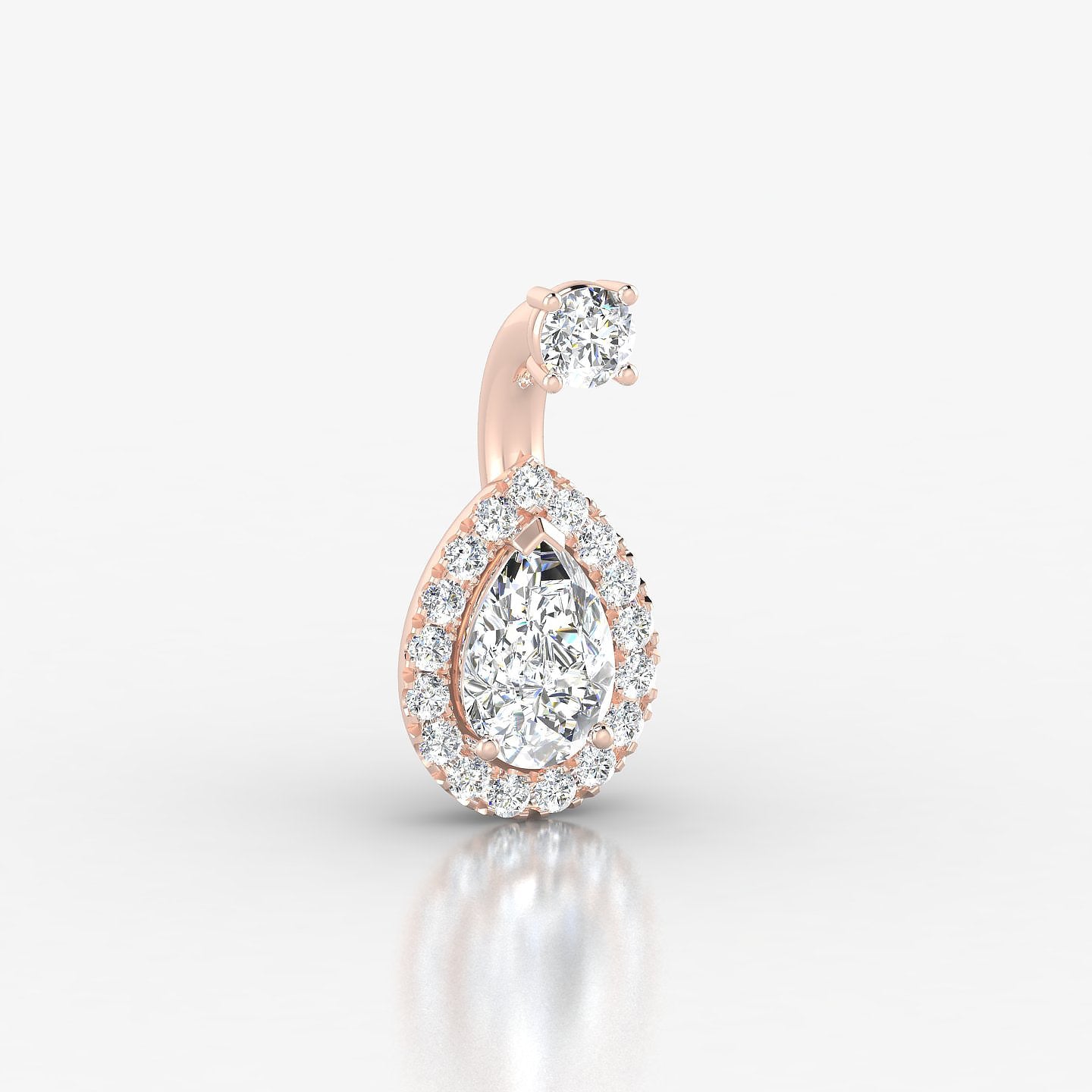 Eirene | 18k Rose Gold 6 mm 9.5 mm Halo Pear Diamond Navel Piercing