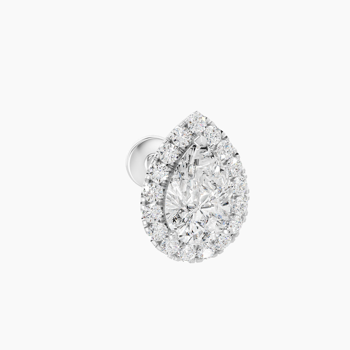 Eirene | 18k White Gold 9.5 mm 6.5 mm Halo Pear Diamond Piercing