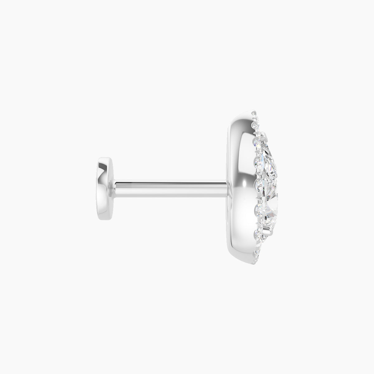 Eirene | 18k White Gold 9.5 mm 6.5 mm Halo Pear Diamond Piercing