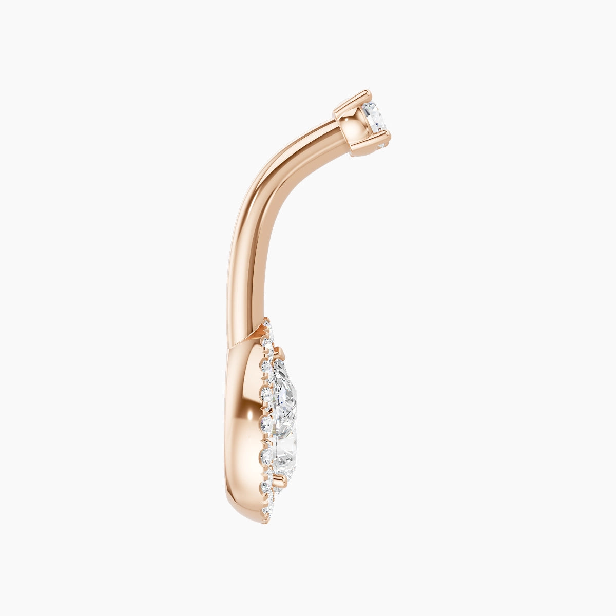 Eirene | 18k Rose Gold 9 mm 8 mm Halo Pear Diamond Belly Piercing