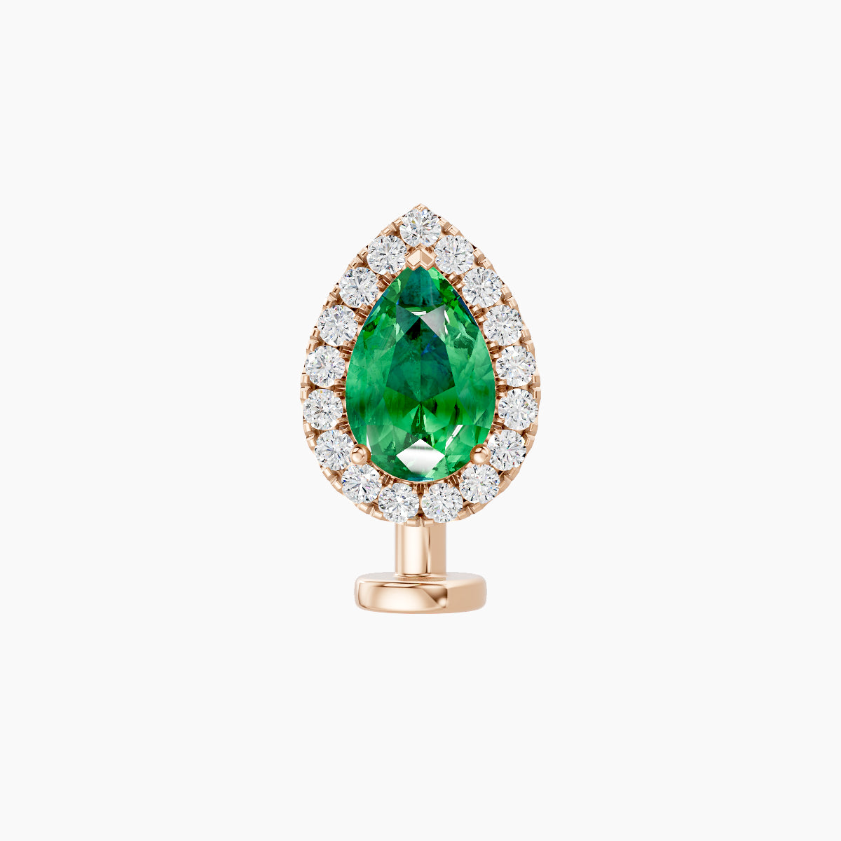 Eirene | 18k Rose Gold 8 mm 9.5 mm Halo Pear Emerald & Diamond Floating Navel Piercing