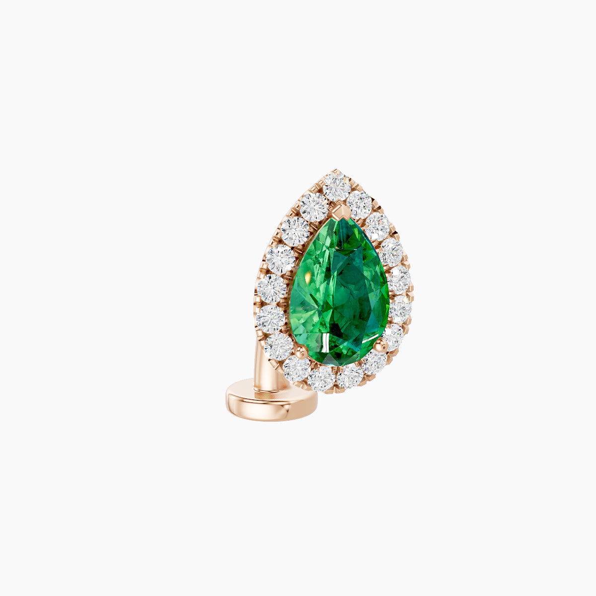 Eirene | 18k Rose Gold 8 mm 9.5 mm Halo Pear Emerald & Diamond Floating Navel Piercing
