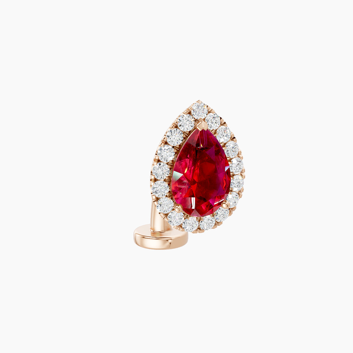 Eirene | 18k Rose Gold 8 mm 9.5 mm Halo Pear Ruby & Diamond Floating Navel Piercing