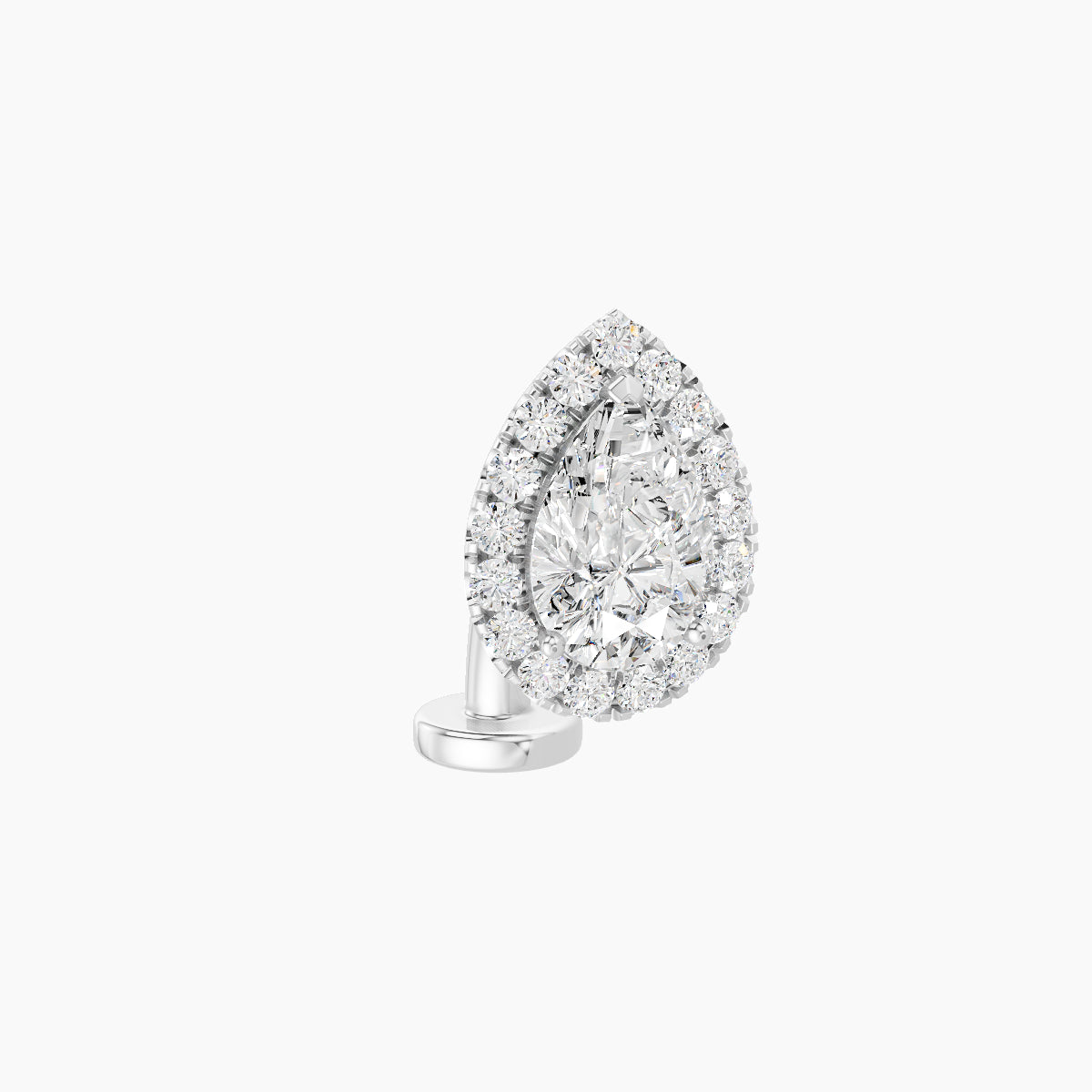 Eirene | 18k White Gold 9.5 mm 8 mm Halo Pear Diamond Floating Navel Piercing