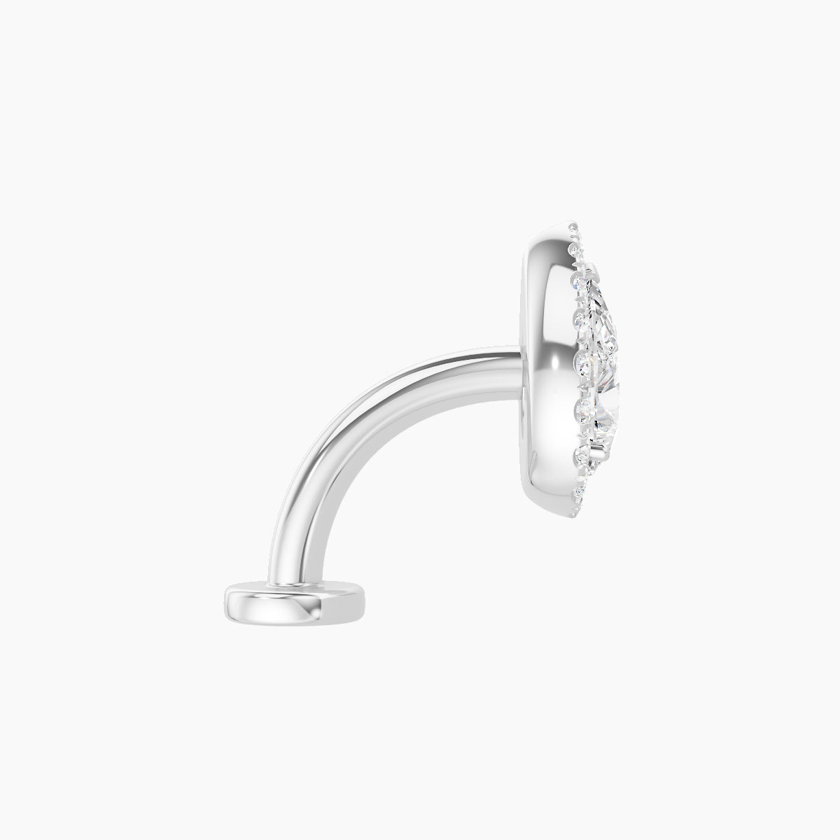 Eirene | 18k White Gold 9.5 mm 8 mm Halo Pear Diamond Floating Navel Piercing