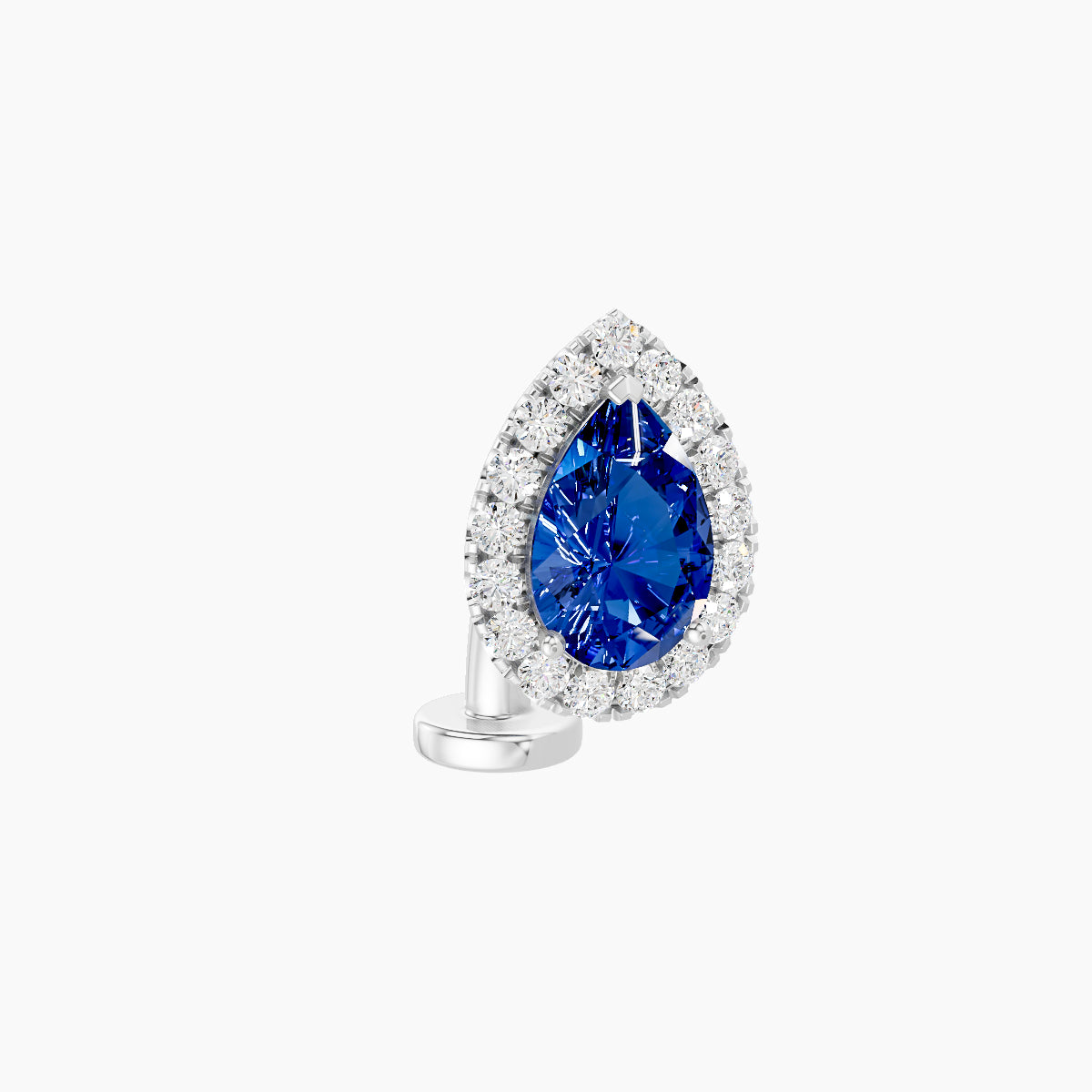 Eirene | 18k White Gold 8 mm 9.5 mm Halo Pear Sapphire & Diamond Floating Navel Piercing