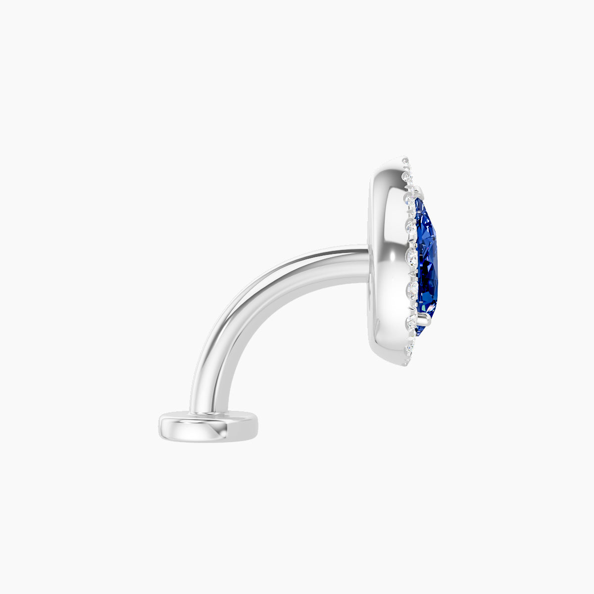 Eirene | 18k White Gold 8 mm 9.5 mm Halo Pear Sapphire & Diamond Floating Navel Piercing