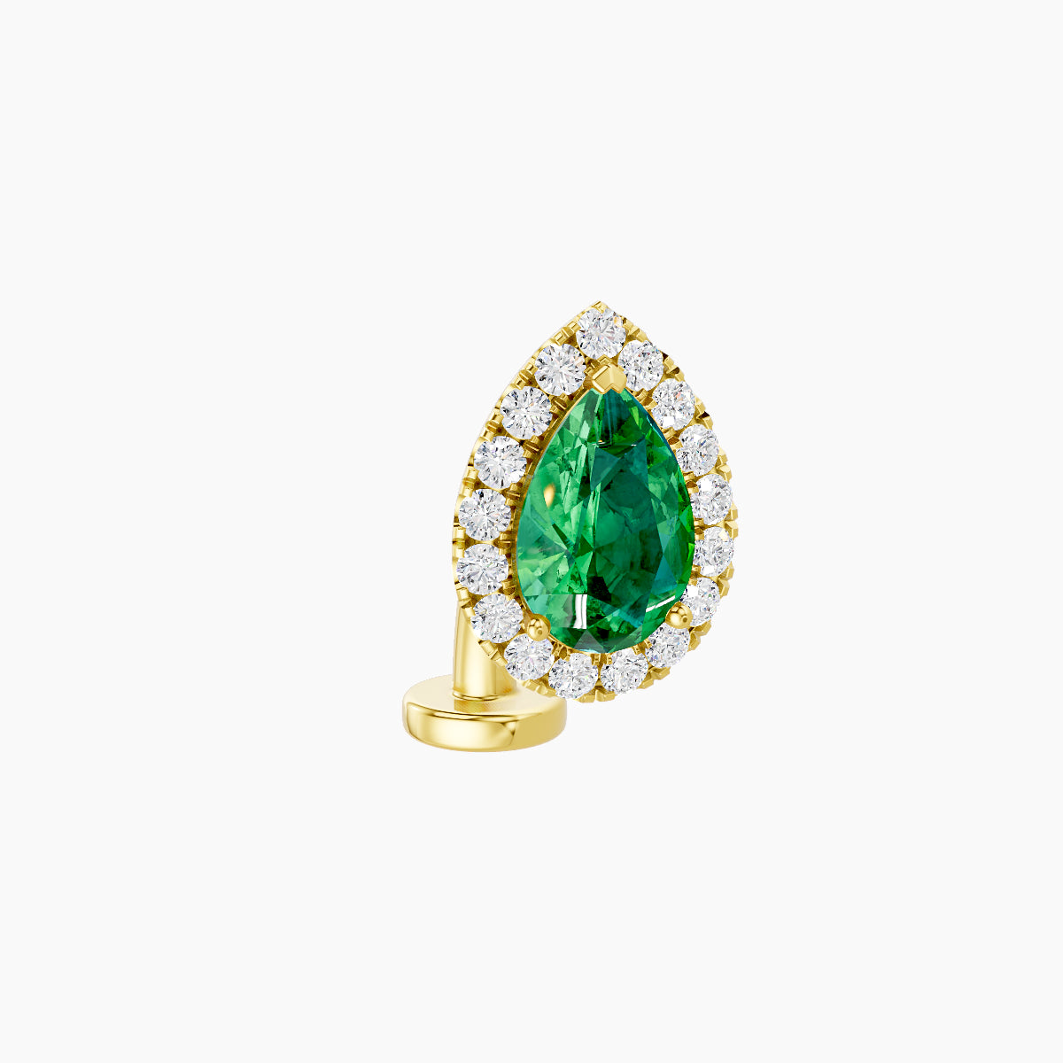 Eirene | 18k Yellow Gold 8 mm 9.5 mm Halo Pear Emerald & Diamond Floating Navel Piercing