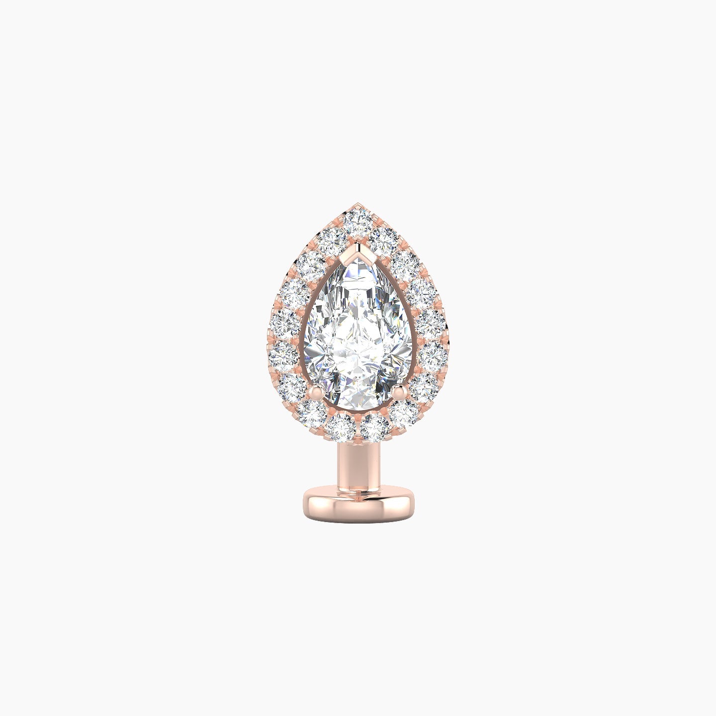 Eirene | 18k Rose Gold 9.5 mm 8 mm Halo Pear Diamond Floating Navel Piercing
