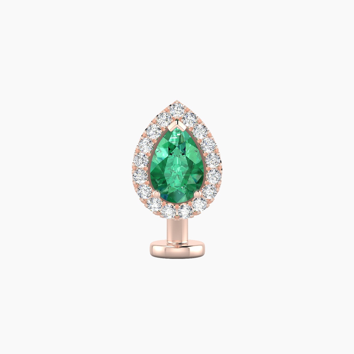 Eirene | 18k Rose Gold 8 mm 9.5 mm Halo Pear Emerald & Diamond Floating Navel Piercing