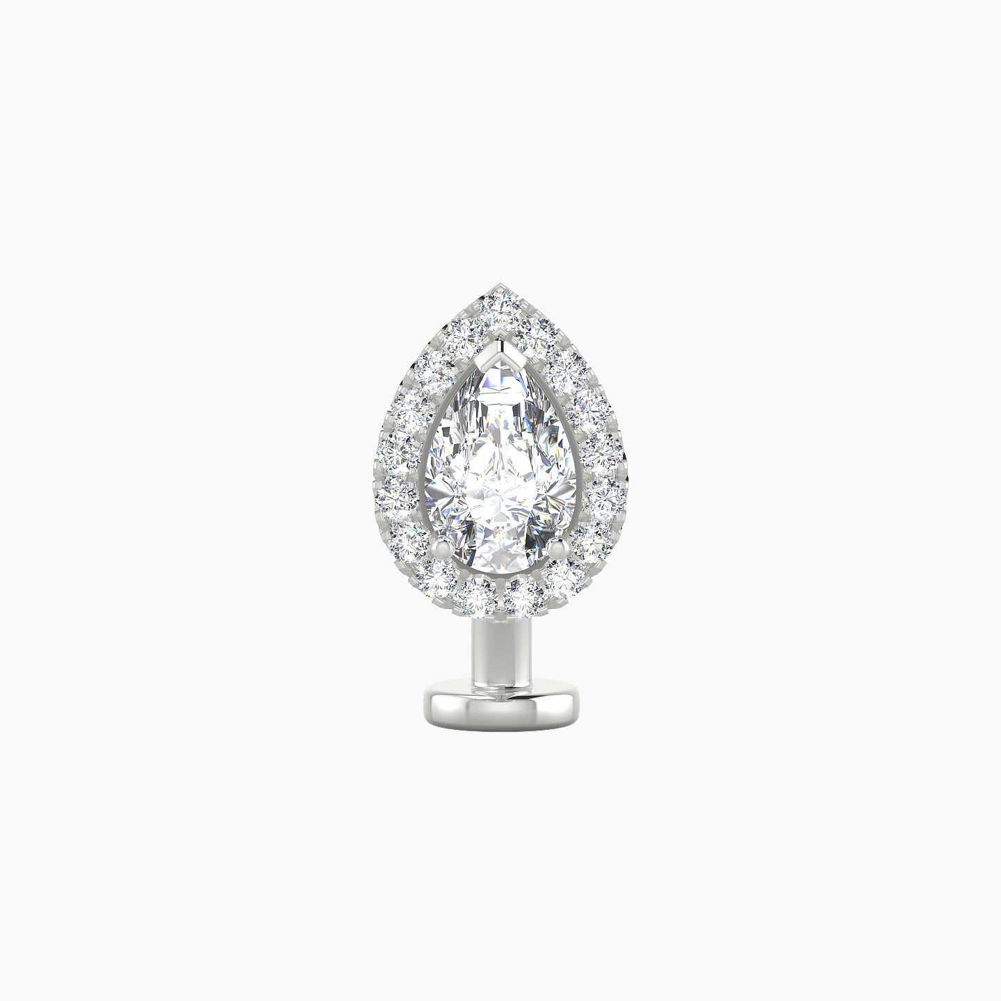Eirene | 18k White Gold 9.5 mm 8 mm Halo Pear Diamond Floating Navel Piercing