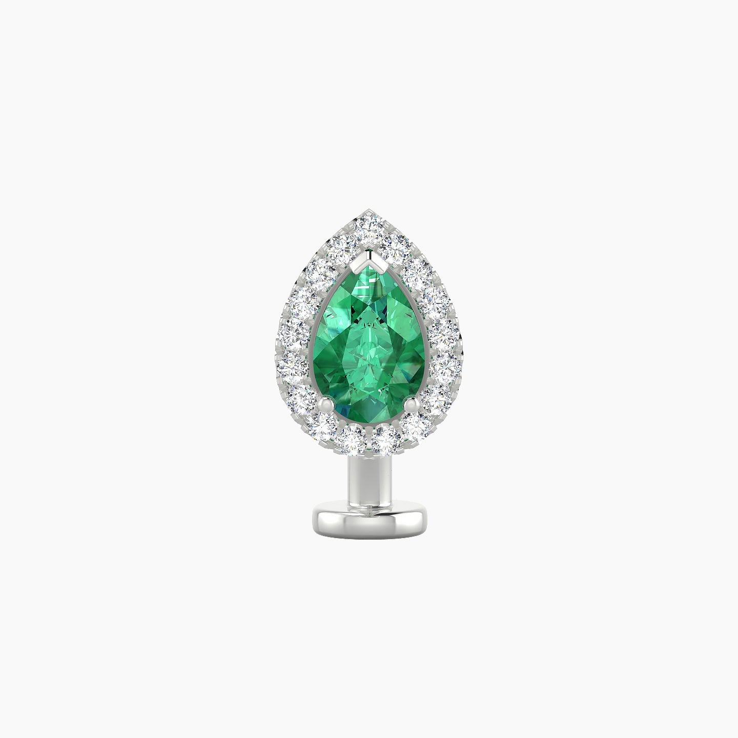 Eirene | 18k White Gold 8 mm 9.5 mm Halo Pear Emerald & Diamond Floating Navel Piercing