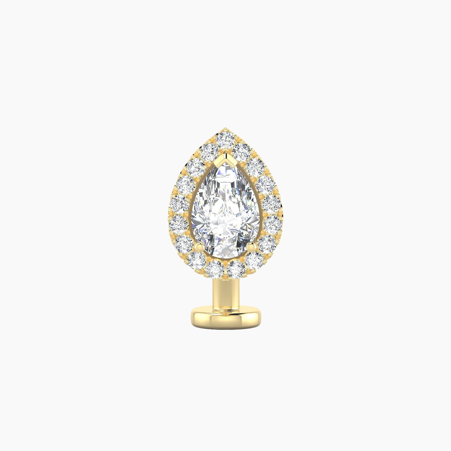 Eirene | 18k Yellow Gold 9.5 mm 8 mm Halo Pear Diamond Floating Navel Piercing
