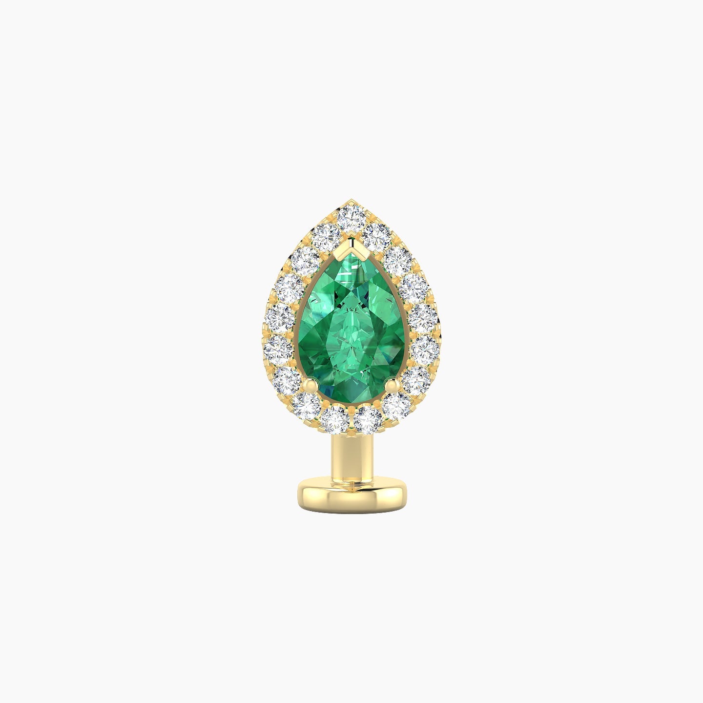 Eirene | 18k Yellow Gold 8 mm 9.5 mm Halo Pear Emerald & Diamond Floating Navel Piercing
