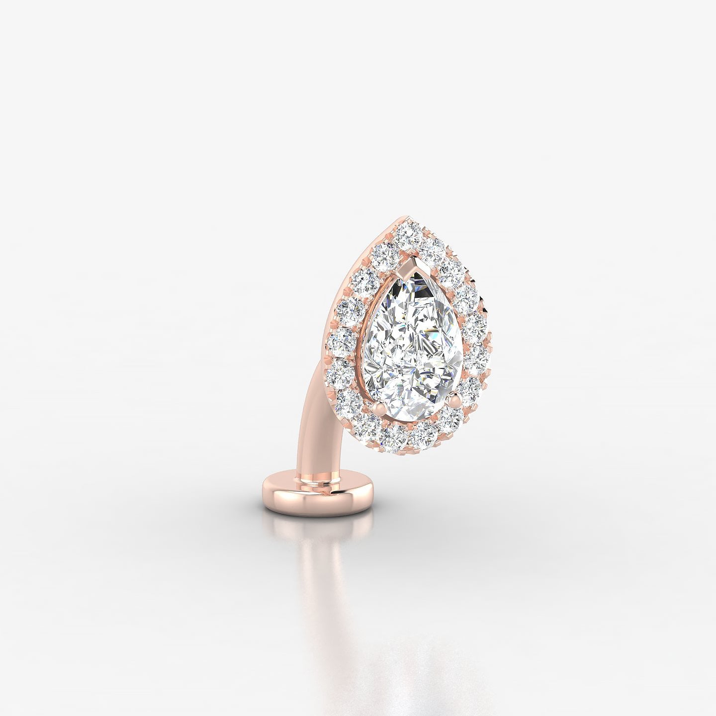 Eirene | 18k Rose Gold 9.5 mm 8 mm Halo Pear Diamond Floating Navel Piercing