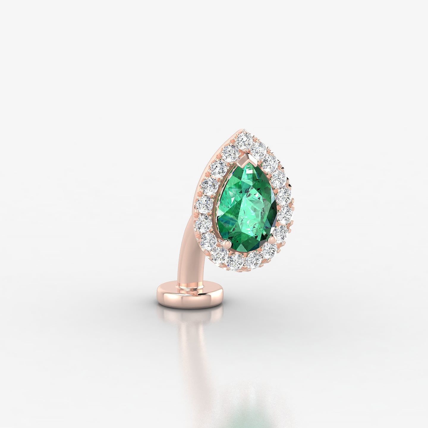 Eirene | 18k Rose Gold 8 mm 9.5 mm Halo Pear Emerald & Diamond Floating Navel Piercing