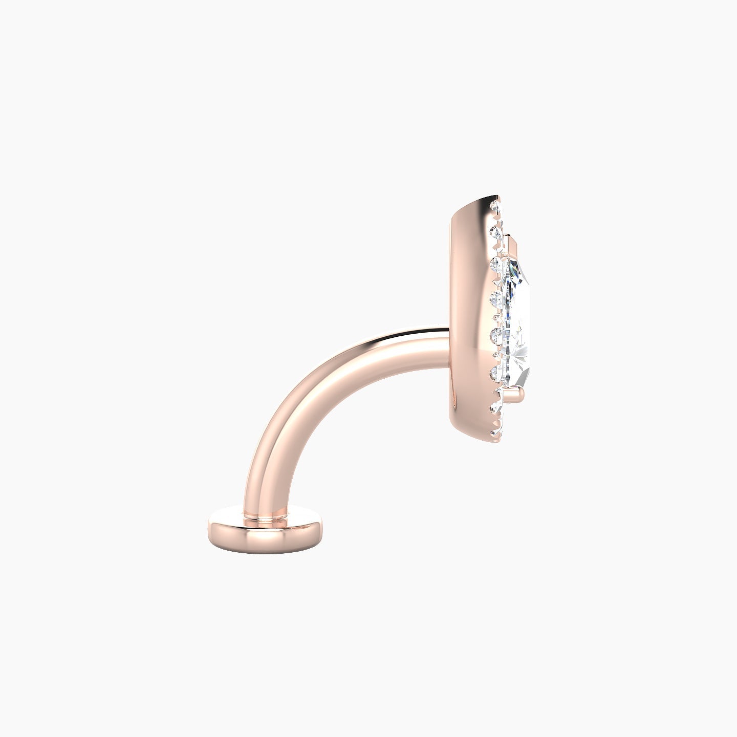 Eirene | 18k Rose Gold 9.5 mm 8 mm Halo Pear Diamond Floating Navel Piercing