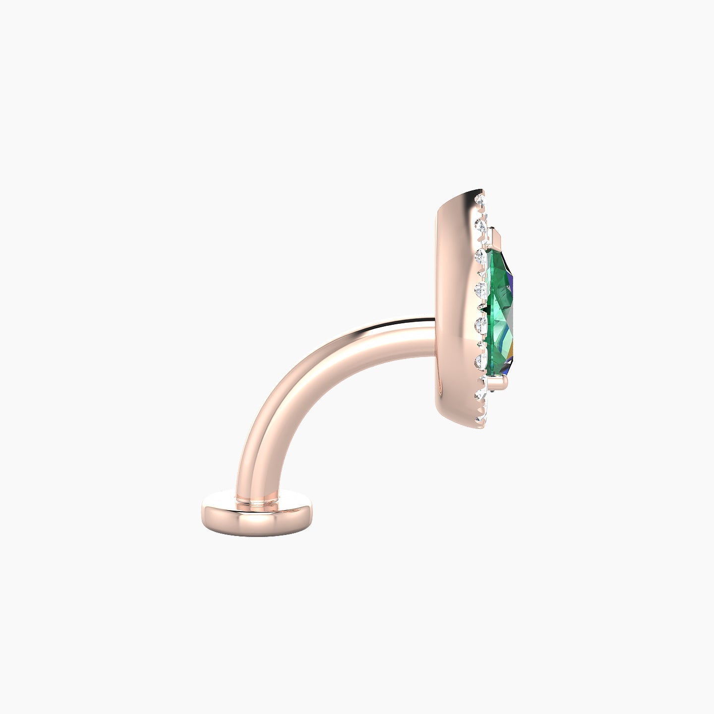 Eirene | 18k Rose Gold 8 mm 9.5 mm Halo Pear Emerald & Diamond Floating Navel Piercing