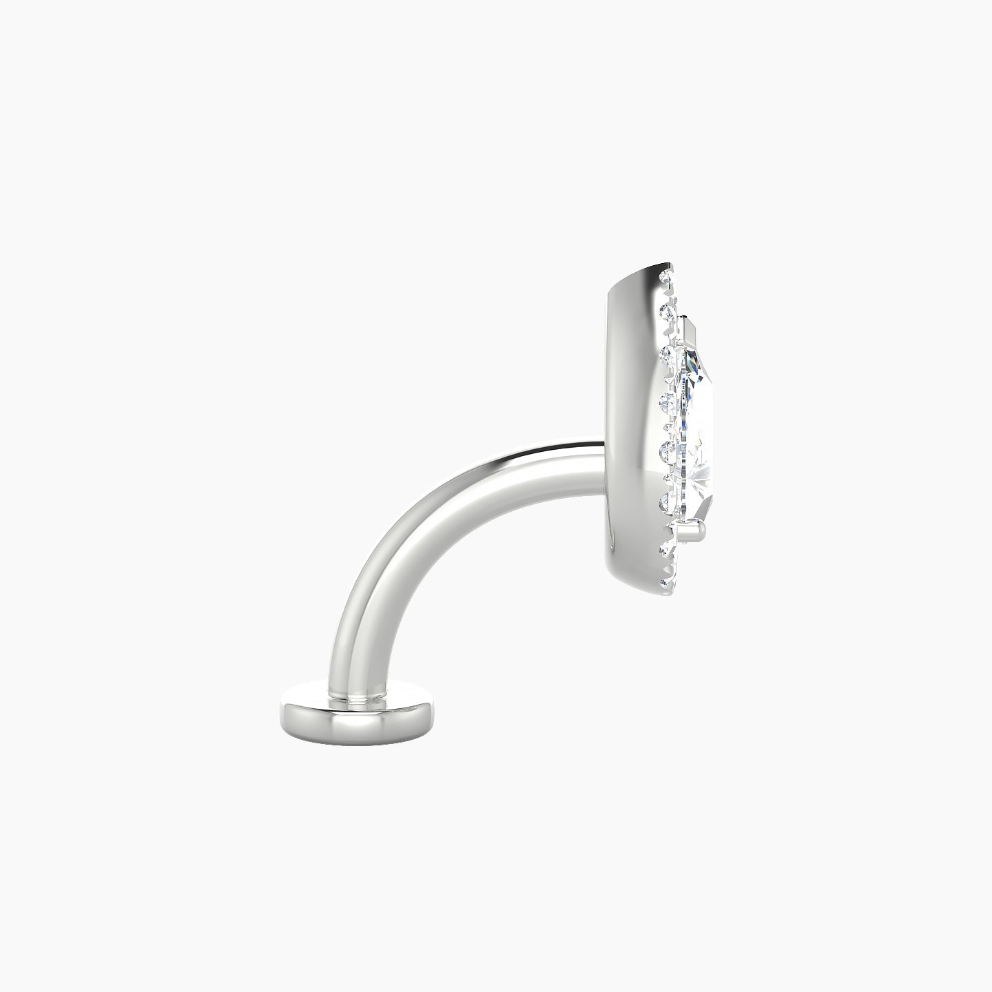 Eirene | 18k White Gold 9.5 mm 8 mm Halo Pear Diamond Floating Navel Piercing