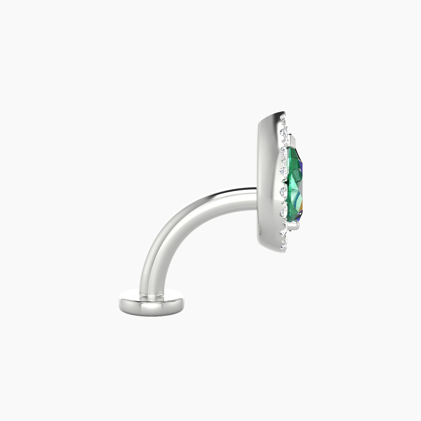 Eirene | 18k White Gold 8 mm 9.5 mm Halo Pear Emerald & Diamond Floating Navel Piercing