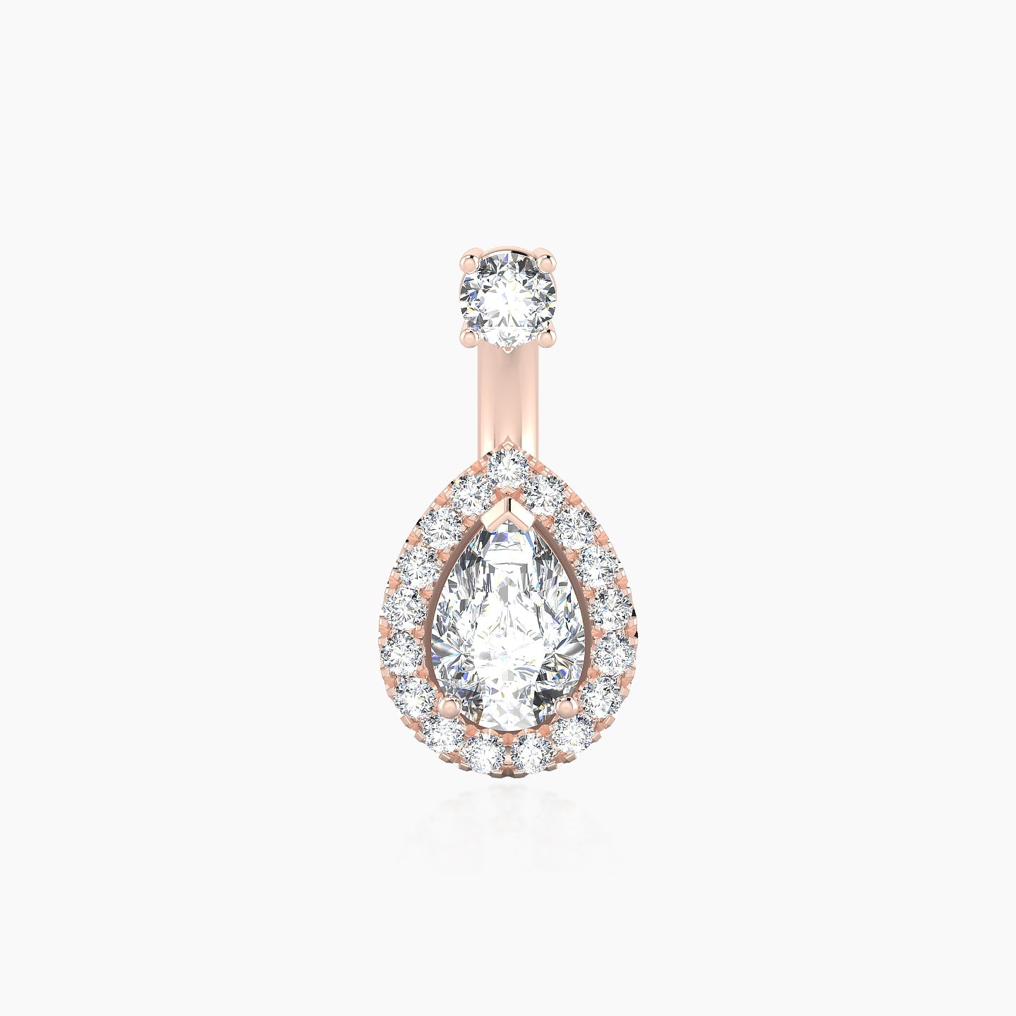 Eirene | 18k Rose Gold 8 mm 9.5 mm Halo Pear Diamond Navel Piercing