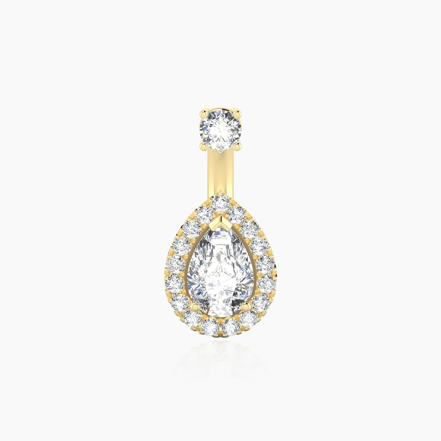 Eirene | 18k Yellow Gold 8 mm 9.5 mm Halo Pear Diamond Navel Piercing