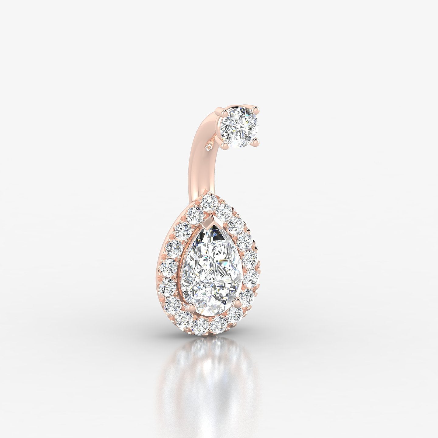 Eirene | 18k Rose Gold 8 mm 9.5 mm Halo Pear Diamond Navel Piercing