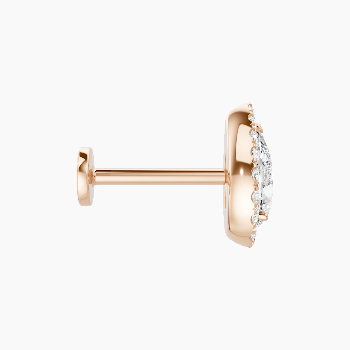 Eirene | 18k Rose Gold 9.5 mm 8 mm Halo Pear Diamond Piercing