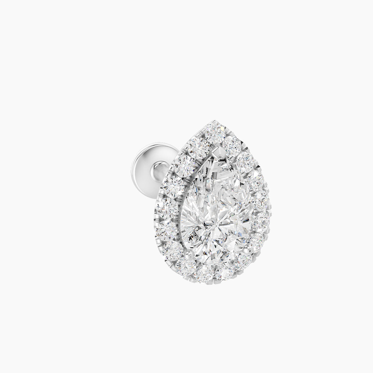Eirene | 18k White Gold 9.5 mm 8 mm Halo Pear Diamond Piercing