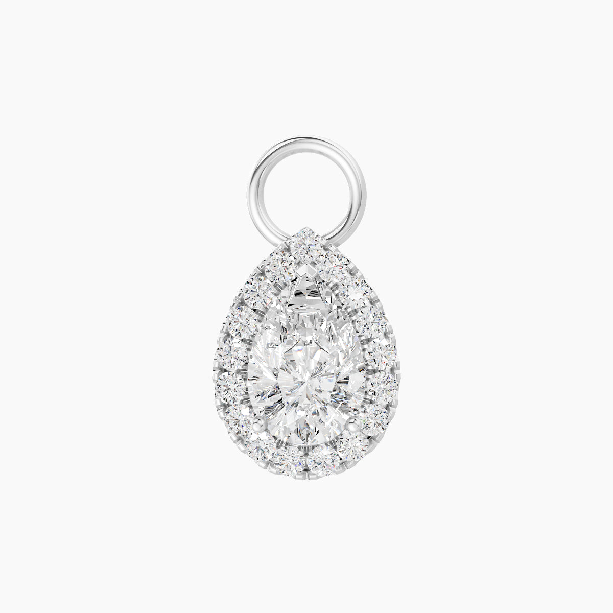 Eirene | 18k White Gold 9.5 mm Halo Pear Diamond Charm