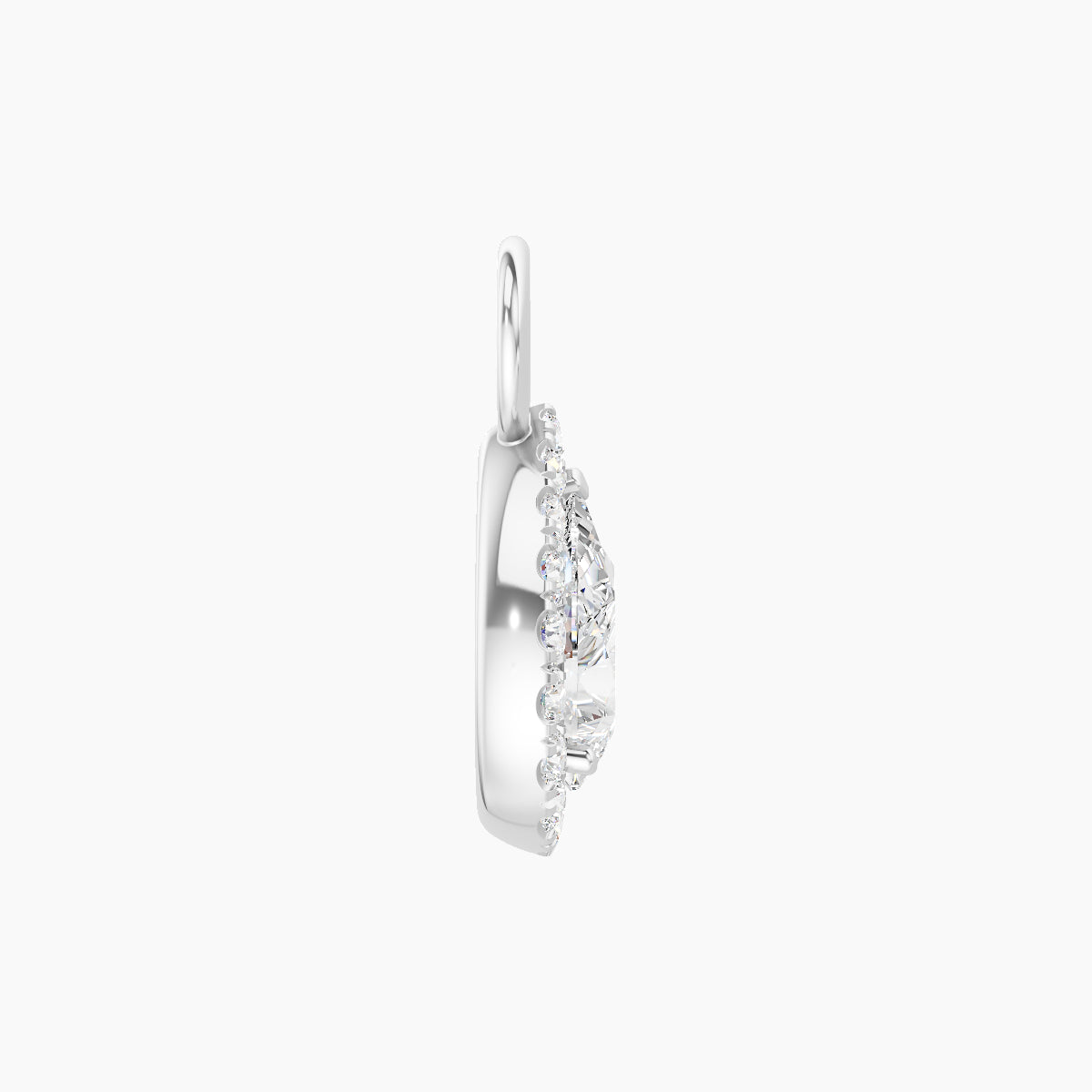 Eirene | 18k White Gold 9.5 mm Halo Pear Diamond Charm