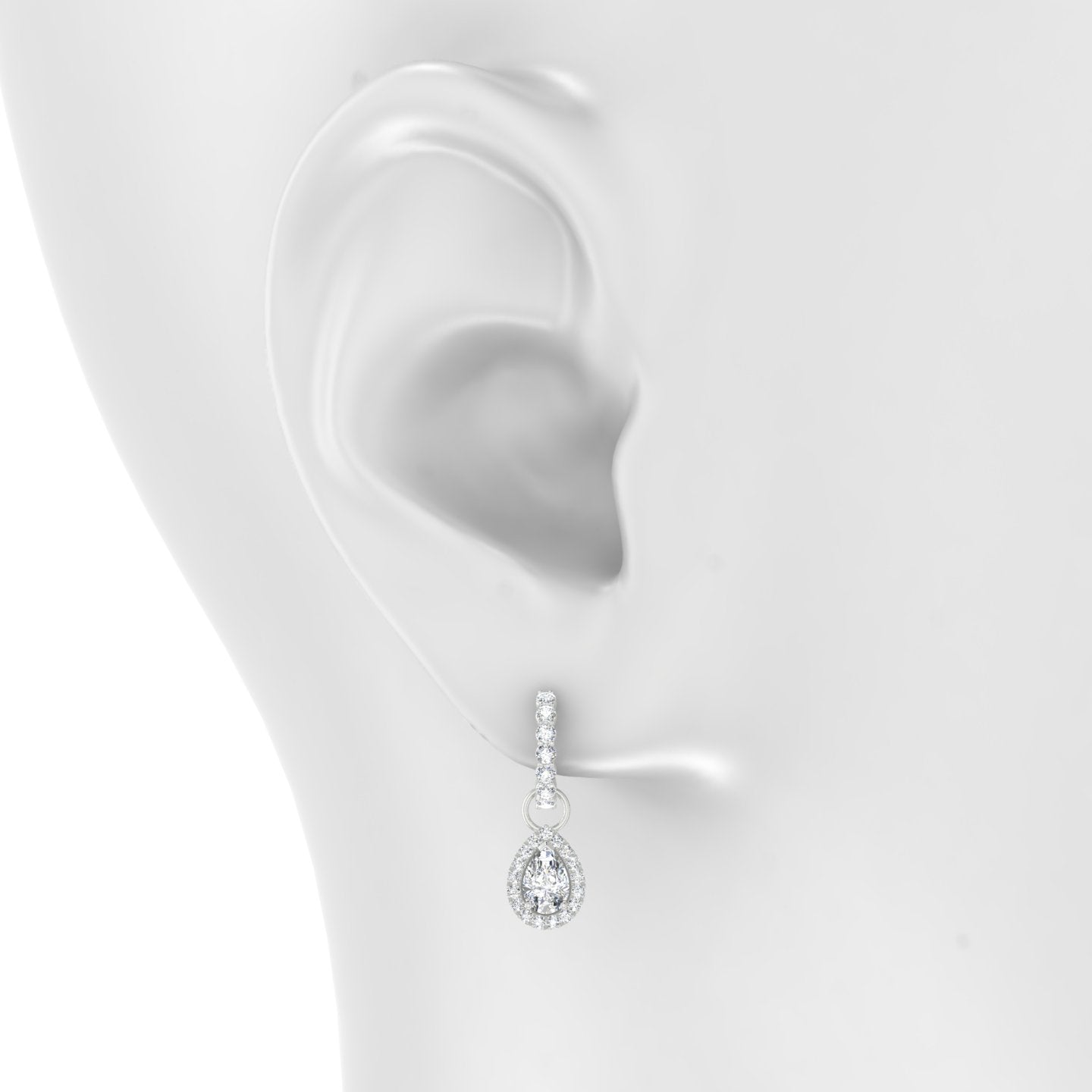 Eirene | 18k White Gold 9.5 mm Halo Pear Diamond Charm