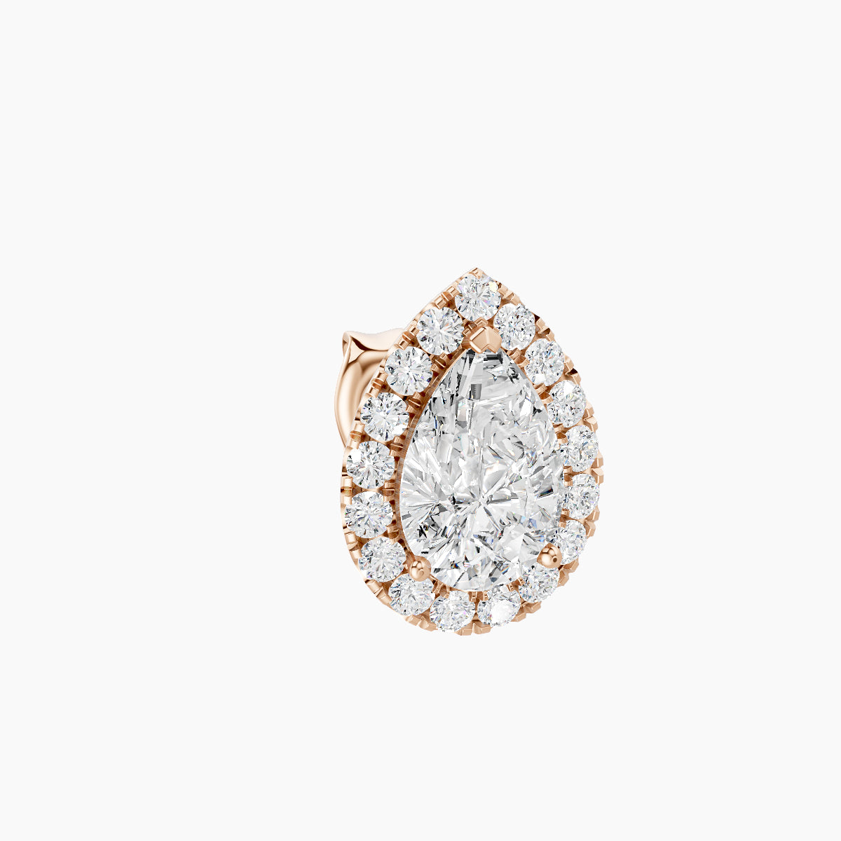Eirene | 18k Rose Gold 9.5 mm Halo Pear Diamond Earring