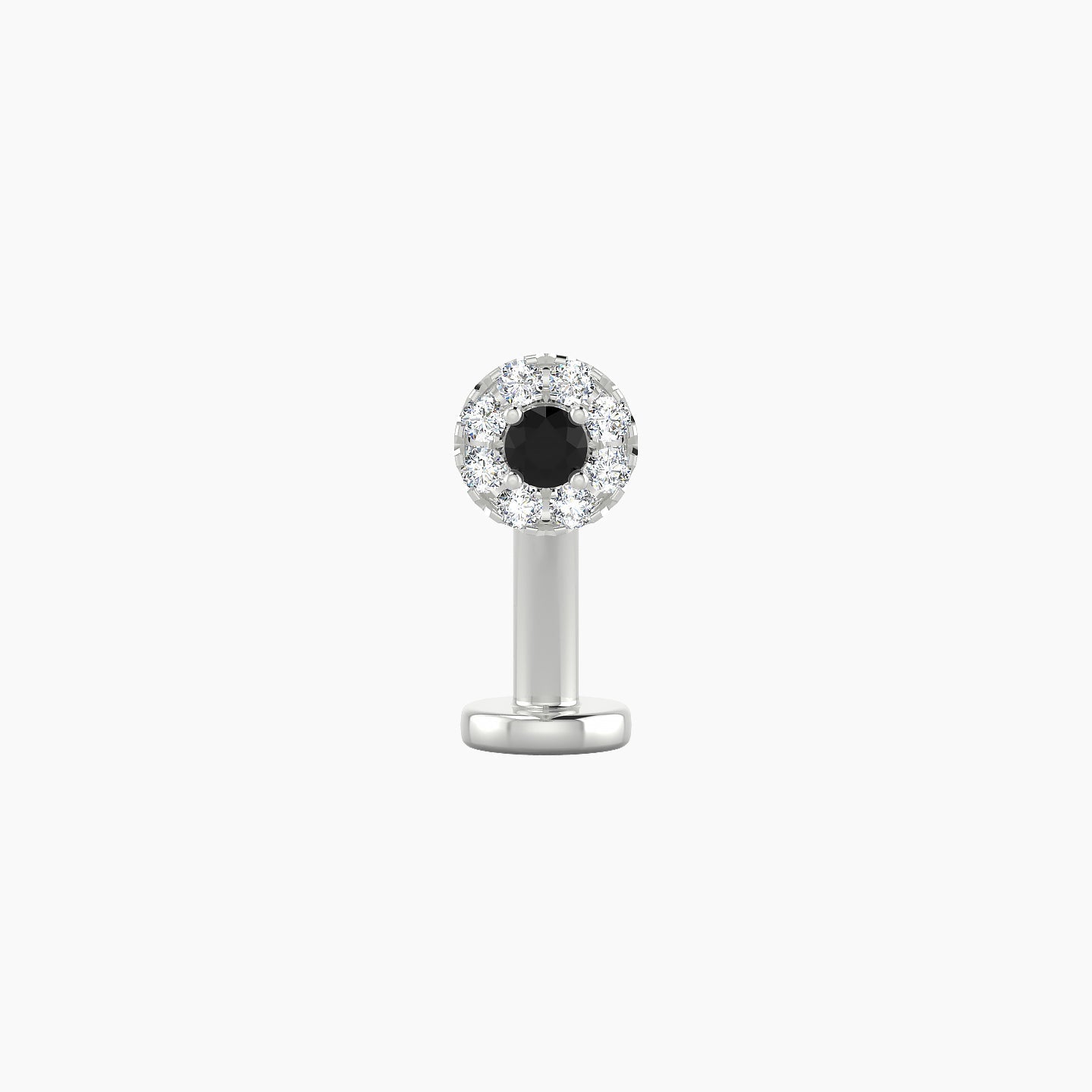 Eirene | 18k White Gold 10 mm 4.5 mm Halo Round Black Diamond & Diamond Floating Navel Piercing