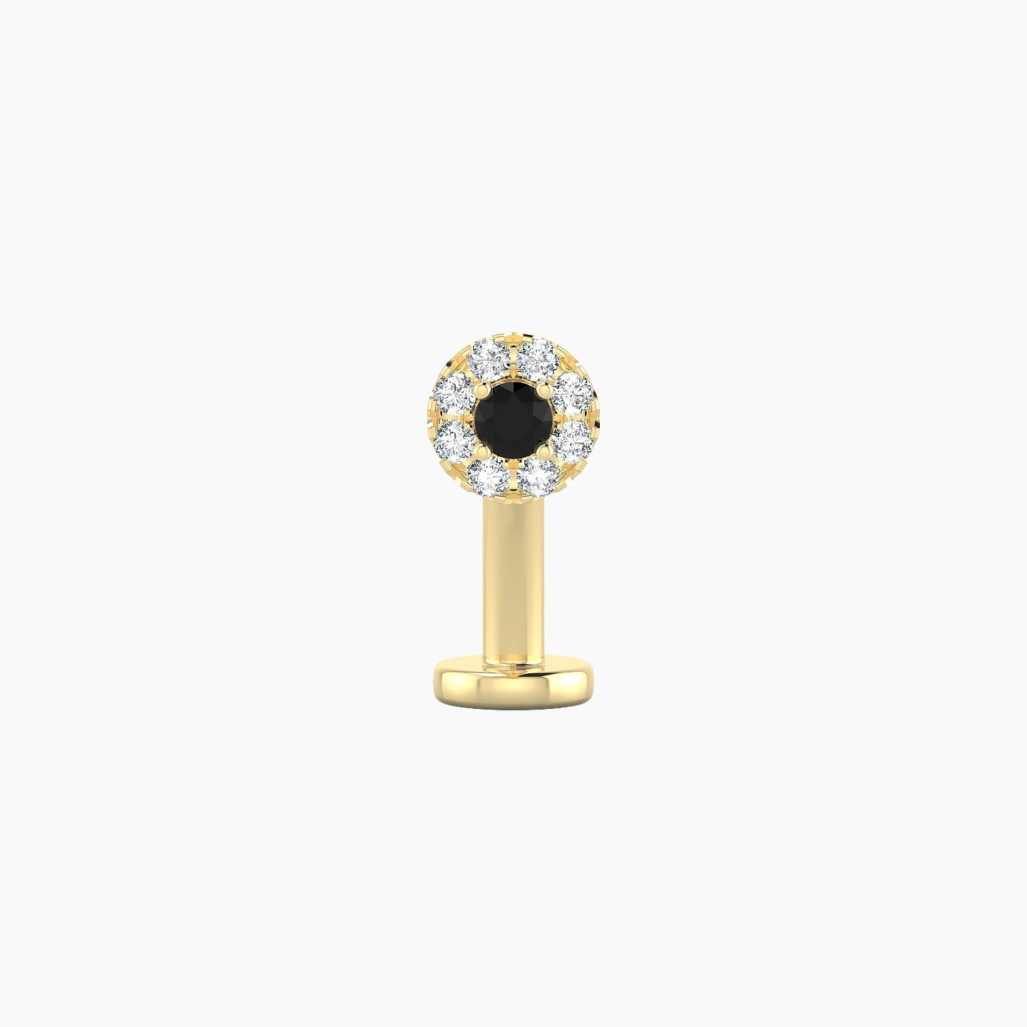 Eirene | 18k Yellow Gold 10 mm 4.5 mm Halo Round Black Diamond & Diamond Floating Navel Piercing