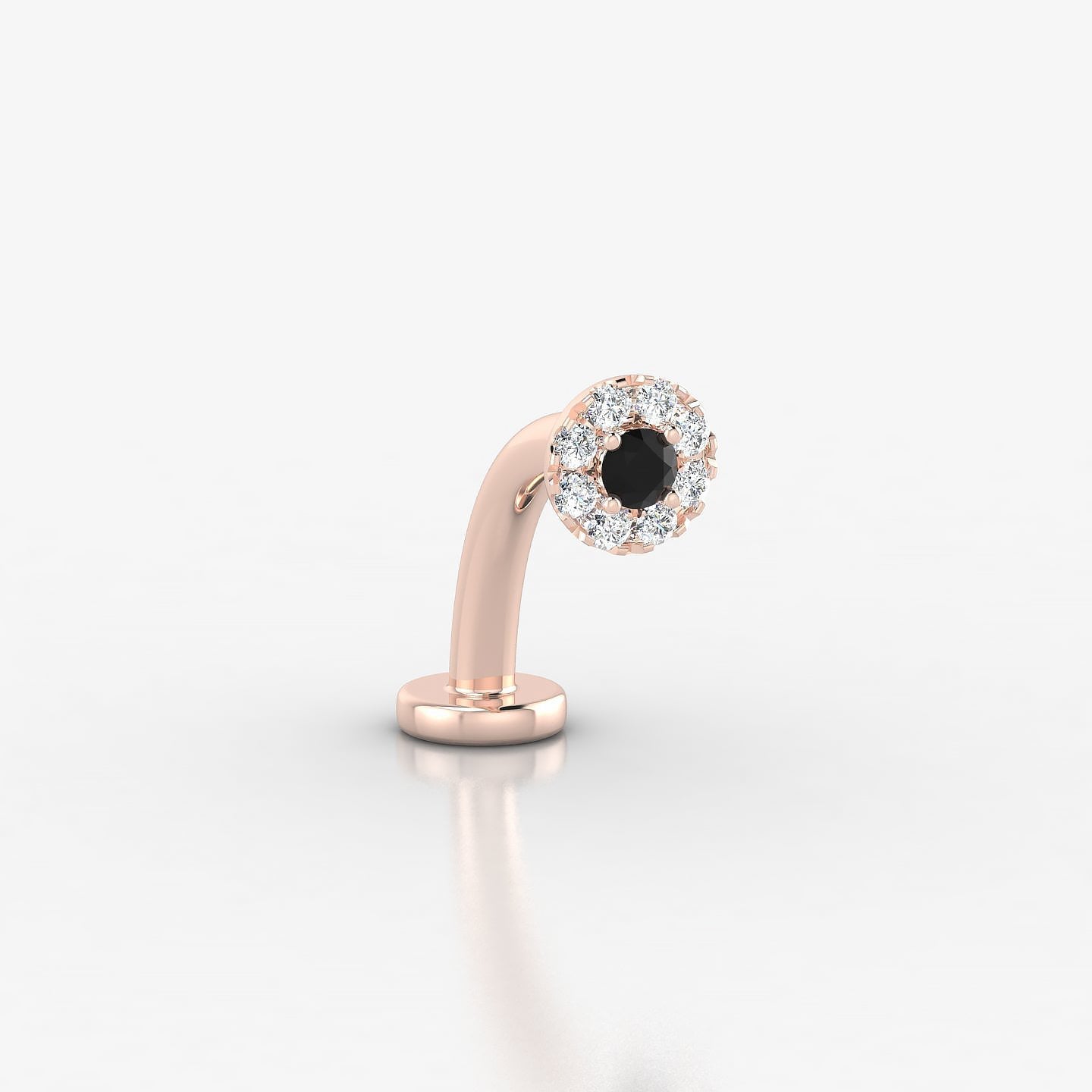 Eirene | 18k Rose Gold 10 mm 4.5 mm Halo Round Black Diamond & Diamond Floating Navel Piercing