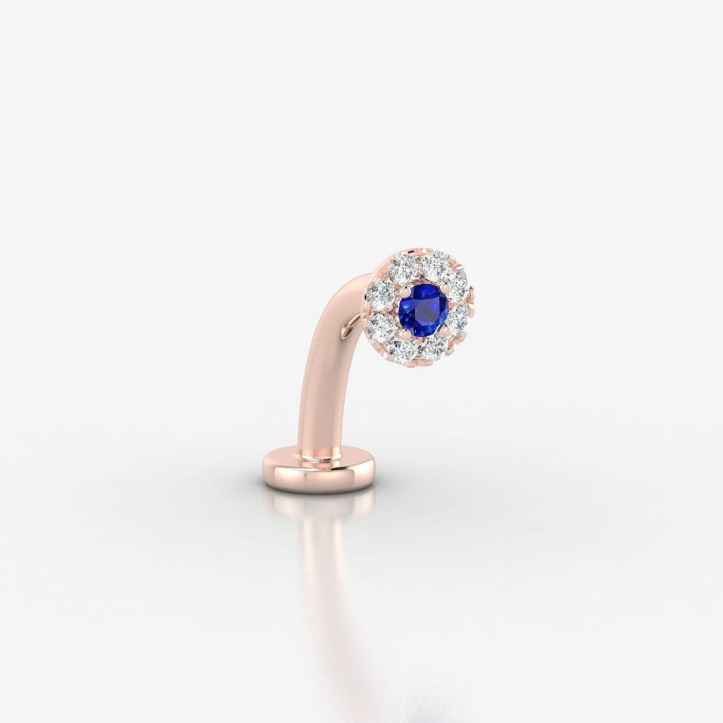 Eirene | 18k Rose Gold 10 mm 5 mm Halo Round Sapphire & Diamond Floating Navel Piercing