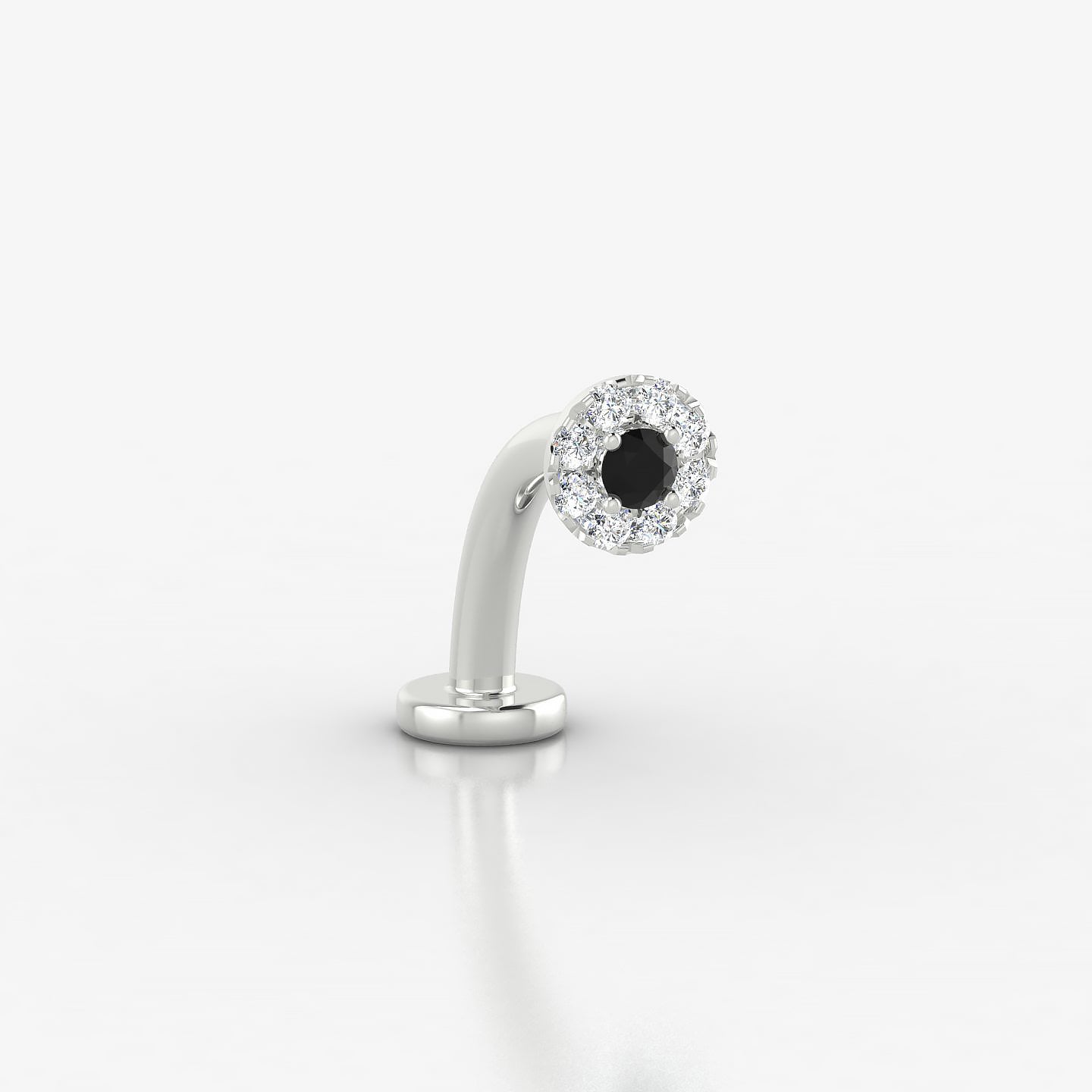 Eirene | 18k White Gold 10 mm 4.5 mm Halo Round Black Diamond & Diamond Floating Navel Piercing