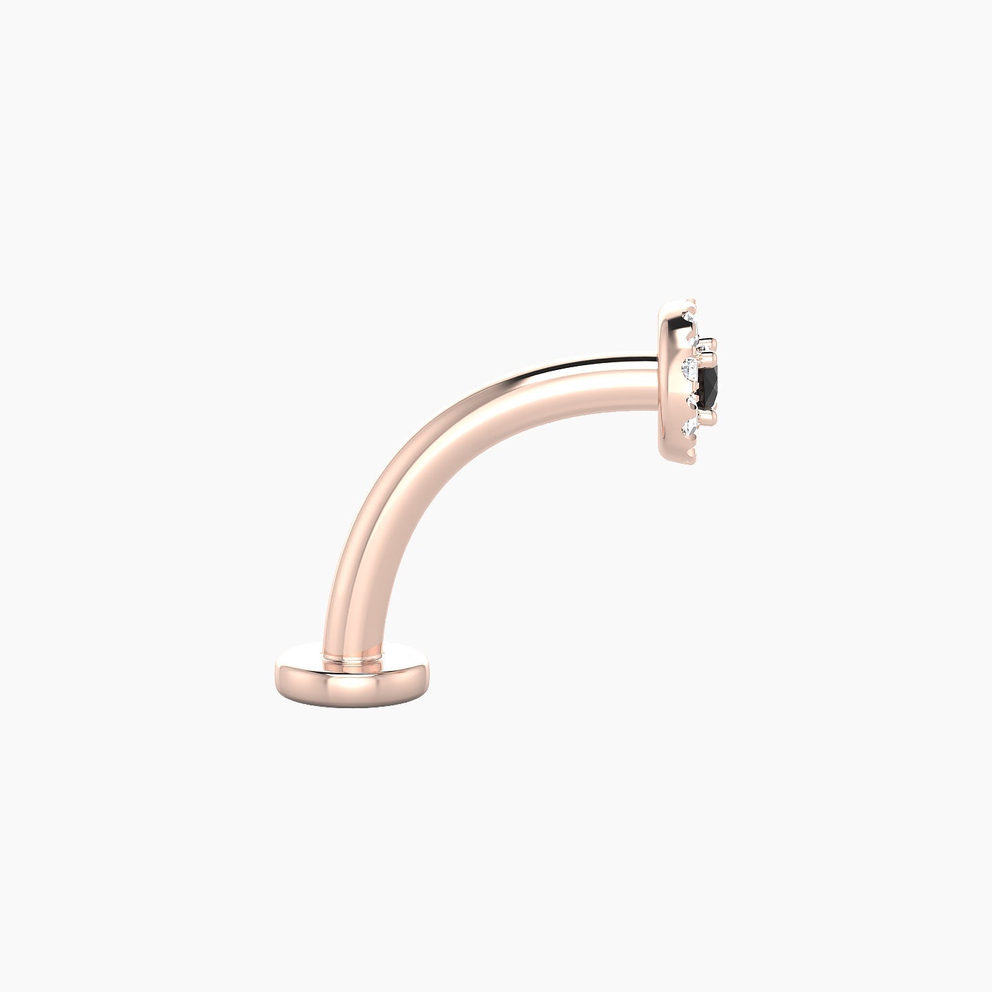 Eirene | 18k Rose Gold 10 mm 4.5 mm Halo Round Black Diamond & Diamond Floating Navel Piercing