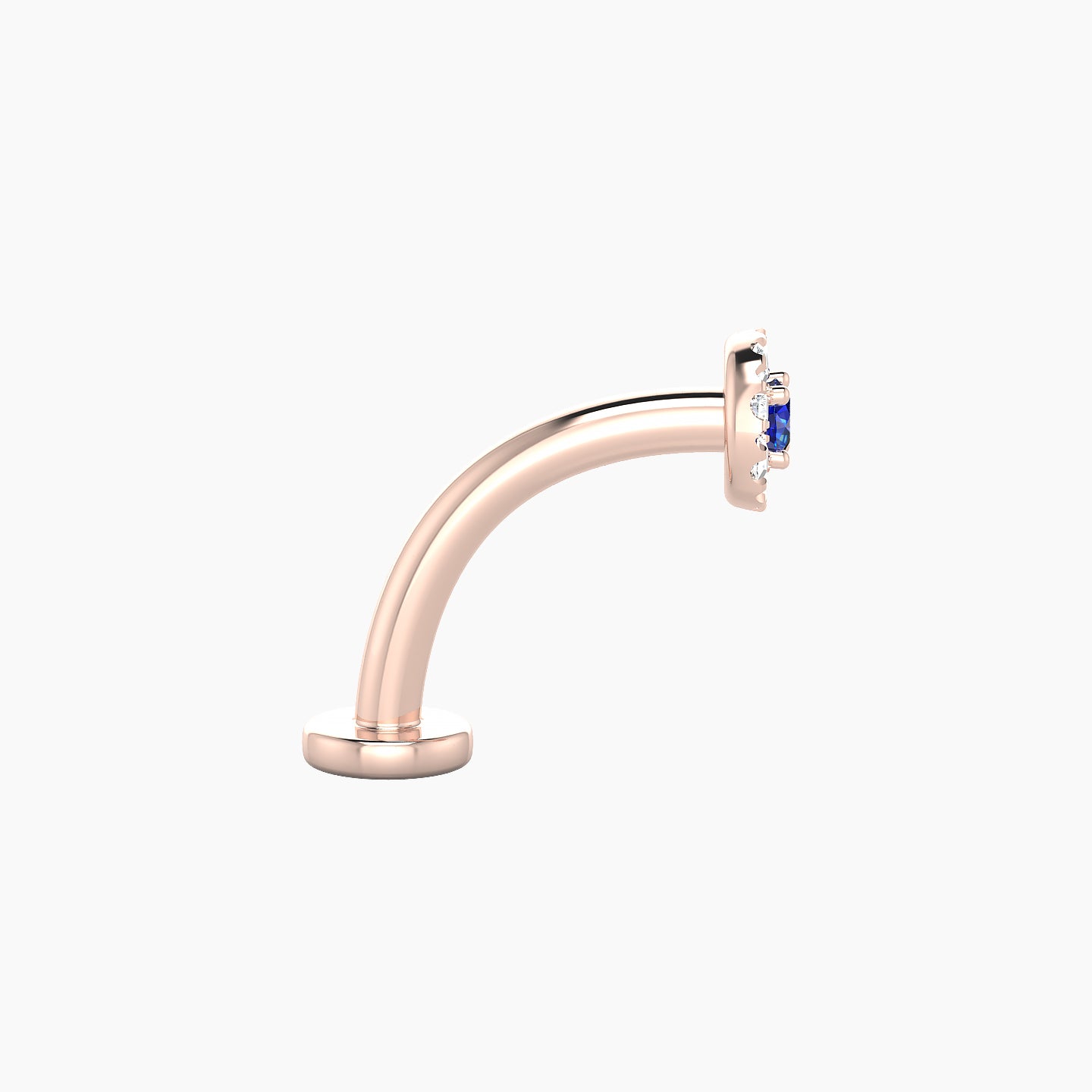 Eirene | 18k Rose Gold 10 mm 5 mm Halo Round Sapphire & Diamond Floating Navel Piercing