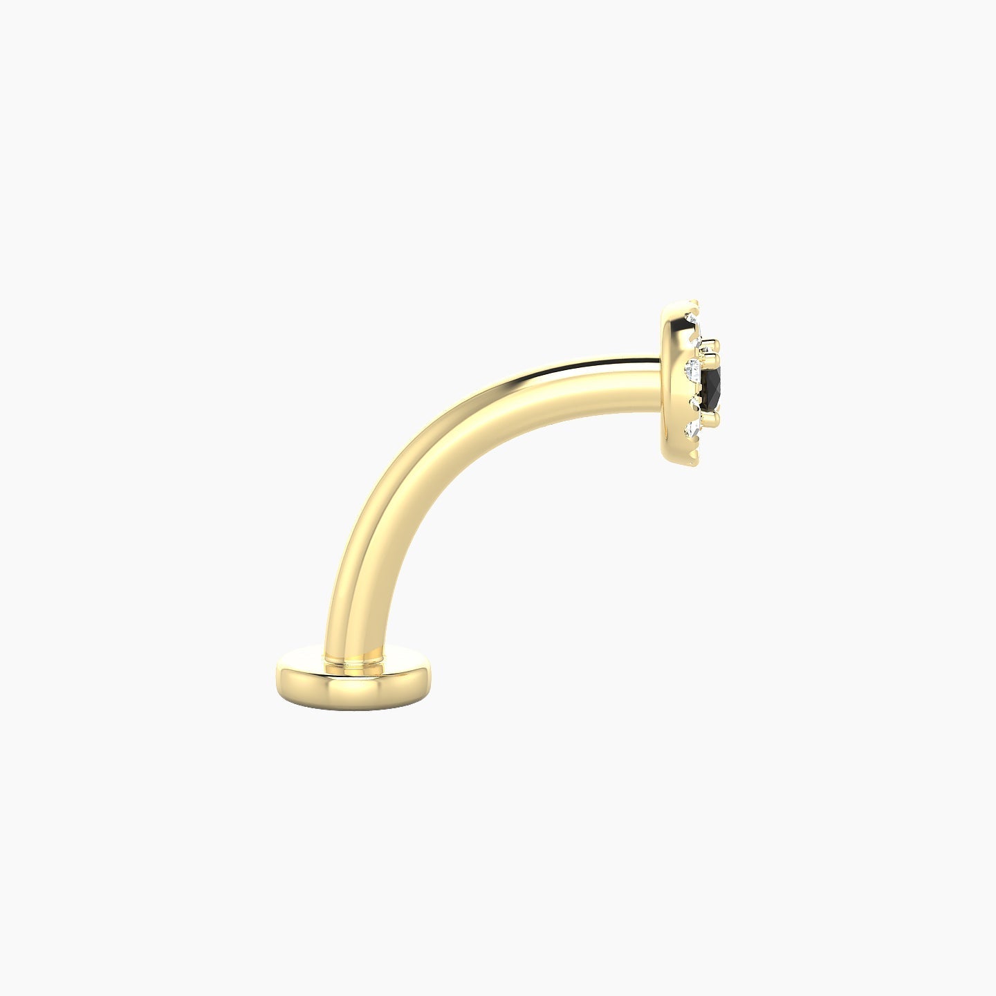 Eirene | 18k Yellow Gold 10 mm 4.5 mm Halo Round Black Diamond & Diamond Floating Navel Piercing